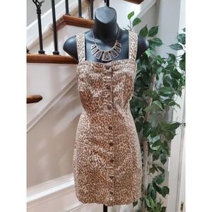 Jessica Simpson Taye Wildcat Brown Animal Print Denim Knee Length Dress Large